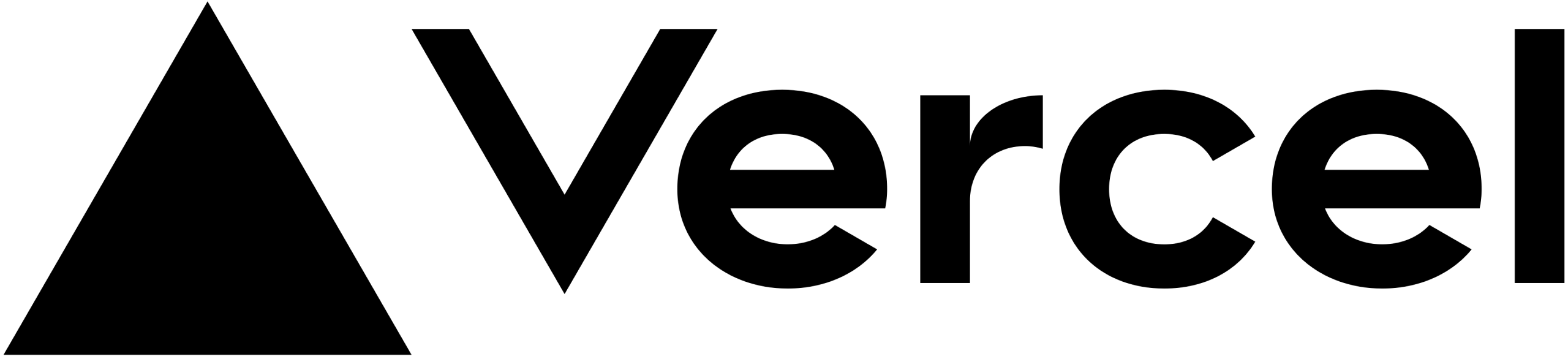 Vercel brand logo with a bold black letter V on a white background.